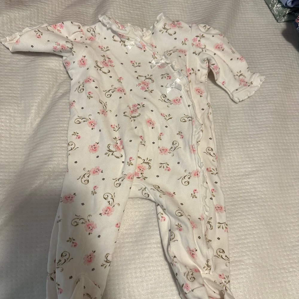 Floral Pink and White Baby One Piece